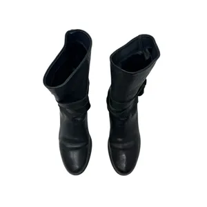 Stuart Weitzman Ranch‎ Dressing Boots Moto Buckle Leather Black Size US 6 thumbnail 5