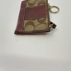 Coach Mini Skinny Brown Signature C Canvas & Leather Coin Ca thumbnail 7