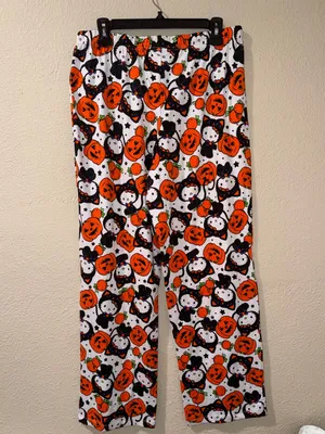 Hello Kitty Halloween Pumpkin Print Pajama Pants - Orange & White thumbnail 2