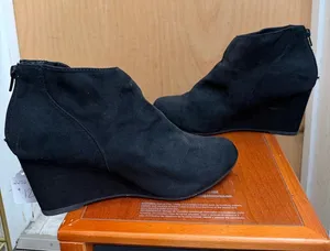 Fioni Womens Black Faux Suede Ankle Boots with Side Zipper. Size: US 11W thumbnail 1