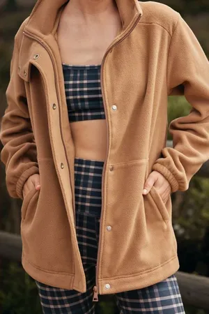 Beyond Yoga Urban Explorer fleece‎ jacket deep tan thumbnail 1