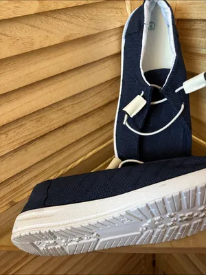 Ladies Navy Canvas Slip-On Shoes with Elastic Toggle 9 thumbnail 2