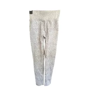 DFYNE‎ High Waisted Ribbed Leggings Gray Abstract Print Cheetah Like Size Small thumbnail 2