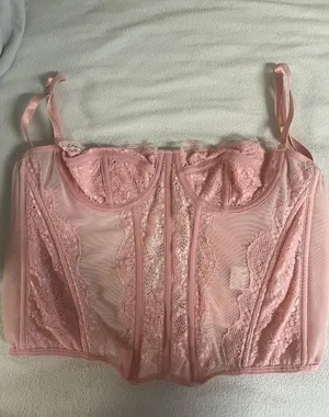 Amazon Sheer/Pink Lace Corset Top thumbnail 2