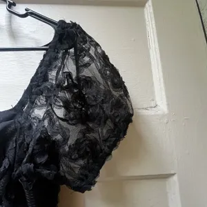 Lulus black dress M Notable Elegance Floral Appliqué Bustier Midi Party Formal thumbnail 7