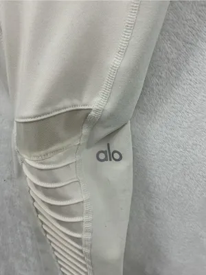 ALO Yoga White Ribbed Moto Leggings 1056 thumbnail 5