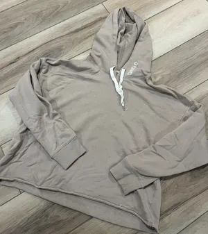 Aerie Cropped Hoodie Light Brown/Sand Pullover Sweatshirt Women L thumbnail 1