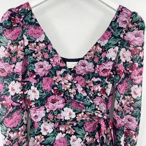 WAYF The Emery‎ Size Small Faux Wrap Long Sleeve Floral Maxi Dress V-Neck Ruffle thumbnail 3
