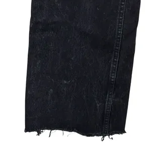 ZARA‎ Black Rigid Denim High Rise Ripped Distressed Wide Leg Full Length Jeans 4 thumbnail 3