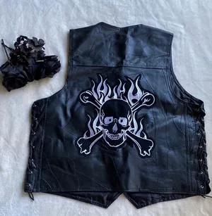 Diamond Plate VTG Buffalo Leather Vest Sz XL thumbnail 2