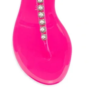 NEW STUART WEITZMAN Pearl Crystal-embellished Jelly Thong Sandals In Neon Pink thumbnail 4