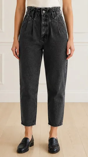 Abercrombie & Fitch Mom Jeans Size 26 / 2 Black Stonewash Paperbag High Rise thumbnail 1