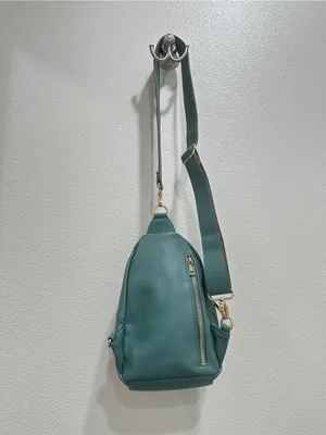 Nanette Lepore Teal Pebbled Leather Sling Crossbody with Gold Hardware thumbnail 4
