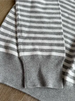 J. Crew Men's Gray & White Striped Crewneck Sweater thumbnail 2