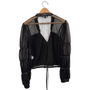 Privy Privately Privileged Black Mesh Dot Sheer‎ Puff Sleeve Top PT40395N Small thumbnail 2