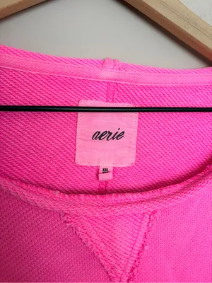 Aerie Hot Pink Beach Party Cropped Sweatshirt XXL thumbnail 5
