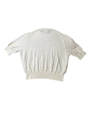 Frye Cream Short Sleeve Ribbed Knit Cropped Sweater Top L thumbnail 4