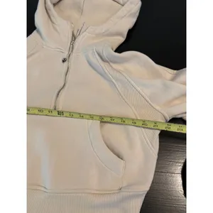 Manifest Offline Womens Cream‎ Quarter Zip Cropped Hoodie Sweatshirty Small thumbnail 3