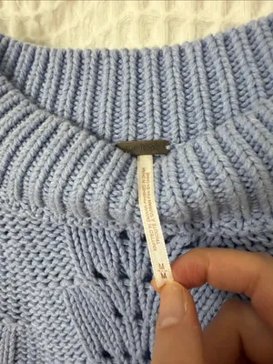 Free People Bell Song Texture-Knit Sweater Vintage Blue Periwinkle Medium thumbnail 4