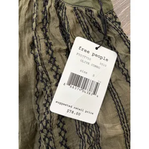 Free People Olive Embroidered Sleeveless Tunic Top Womens Small NWT thumbnail 2