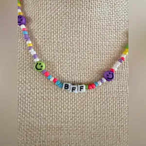 Smiley Face BFF Beaded Necklace Pink thumbnail 2
