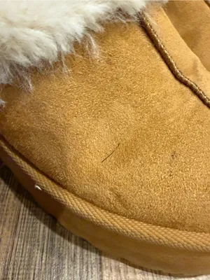 Steve Madden Tan Faux-Suede Mule Slippers with White Faux-Fur Cuff Size 8 thumbnail 7