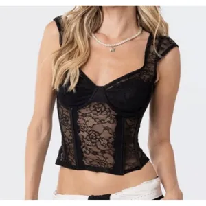 Faded Rose‎ Women's Black Lace Corset Bralette Crop Top Size M thumbnail 1