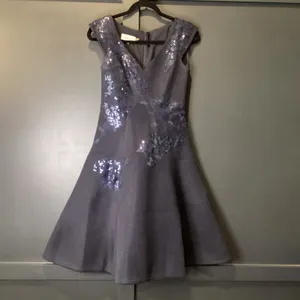 rickie freeman teri jon a line navy sleeveless floral sequin Mini dress 2 thumbnail 12
