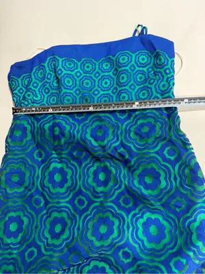 Trina Turk Blue Green Geometric Print Midi Dress Size 6 Resort Coastal Vacation thumbnail 4