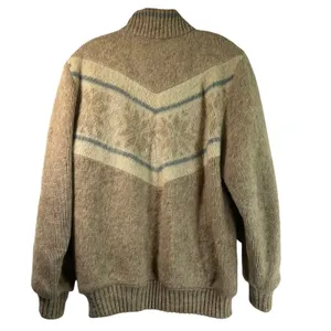 Eider Knit Wool Full Zip Cardigan Sweater Womens Large Tan Icelandic Scotland thumbnail 2