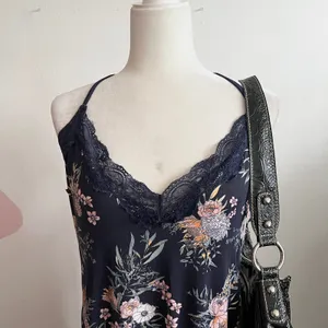 Blue Floral Lace Slip Dress Y2K Fairycore Coquette Retro Cottagecore‎ Medium thumbnail 2