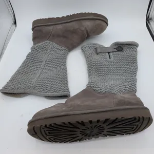 UGG Shaina Cardy Grey Knit Suede Mid Calf Boots Womens 10 1012534 thumbnail 2