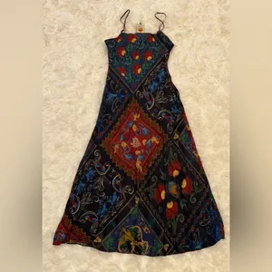 NEW FARM Rio Snakes Bouquet Maxi Slip black and navy Dress sz M thumbnail 7