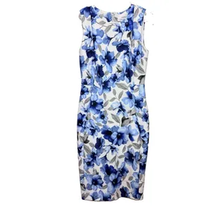 Calvin Klein Blue Floral Stretch Scuba Sleeveless Sheath Dress Office Wedding 6 thumbnail 3