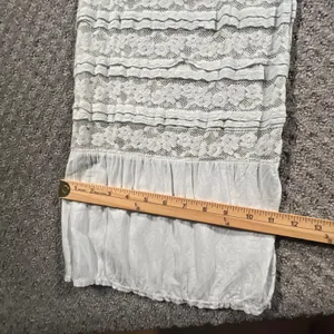 Made in Italy Lace Tiered Wide Leg Pants Womens M L Gray Boho Ruffle Crinkle thumbnail 9