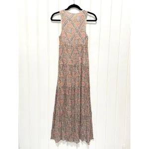 Sezane Raiana Dress Long Sleeveless Embroidered Patchwork Button Maxi 36 thumbnail 4