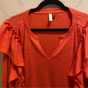 Anthropologie Pilcro Cozy Popover Ruffle Pullover Sweater Size L thumbnail 4
