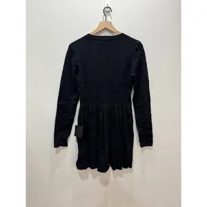 Lulus Black Ribbed Knit Button Front Pleated Skirt‎ Dress Size M thumbnail 7