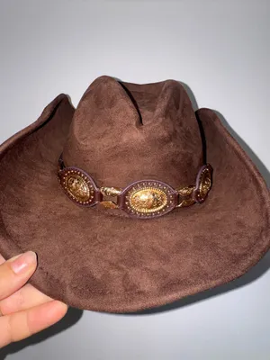 Nordstrom Western Cowboy Hat with Concho Leather Band in chocolate brown thumbnail 2