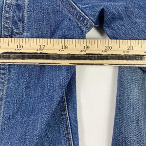 GAP Jeans Denim Trucker Jacket Womens Large Blue Button Front Monogram DJB Faded thumbnail 10