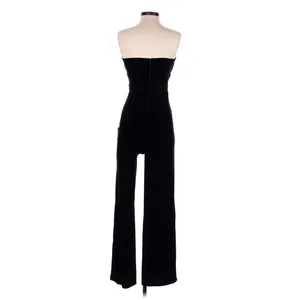 Lulus Moody at Midnight Black Velvet Notched Strapless Jumpsuit Small Party thumbnail 5