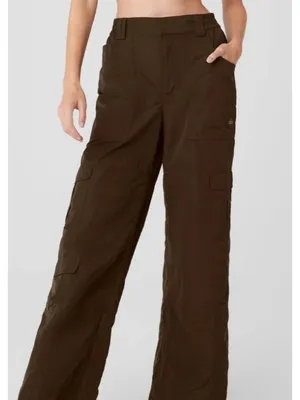 Alo High-Waist Ski Moto Puffer Pants Espresso Hi-Rise Waisted Warm Wide Leg Edgy thumbnail 4