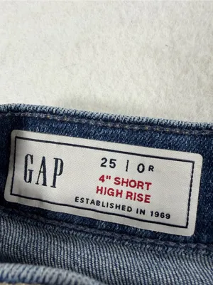 GAP High Rise Denim Cutoff Shorts Size 25 Raw‎ Hem Medium Wash thumbnail 3