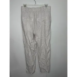 Abercrombie & Fitch Tan White Checked Pants Sz‎ S Linen Blend thumbnail 2