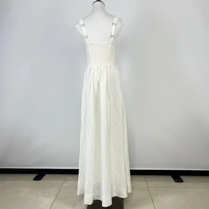 NWOT Farm Rio Stretch Linen Blend Cami Maxi Dress Size S Classic Off White thumbnail 12