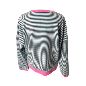 Pink Lily Mint Pink Striped Oversized Boxy Sweatshirt Medium Retro 80s thumbnail 6