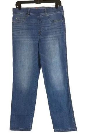 Spanx‎ Straight Leg Jeans Vintage Indigo Blue Pull On Denim Casual 20356R Large thumbnail 1