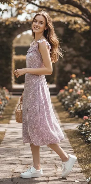 J.ING Lavender Floral Midi Dress Ruffle Sleeve Side Slit Size XS NWT thumbnail 1