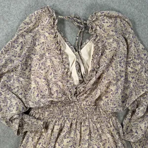 Love ya Bunches Floral V-Neck Long Sleeve Mini Dress Size Medium Ruffle Purple thumbnail 10