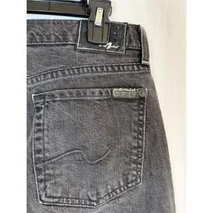 7 For All Mankind Jeans Womens Black Charcoal Wash Straight Leg 32 Inseam thumbnail 9